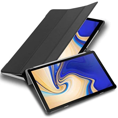 Immagine di Cadorabo Custodia Tablet per Samsung Galaxy Tab S4 (10.5&quot; Zoll) T830 / T835 in Nero Satin Copertura Protettiva Molto Sottile di Similpelle Stile Libro con Auto Wake Up e Funzione Stand