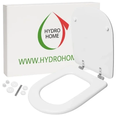 Immagine di Copriwater Compatibile Gemma 2 Dolomite ECO, Tavoletta Wc In Legno Verniciato Con Cerniere Regolabili,Asse Colore Bianco HYDRO HOME