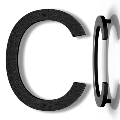 Immagine di Yafimea numero civico esterno moderno nero, altezza 20 cm, plastica ABS solida, effetto galleggiante 3D (C)