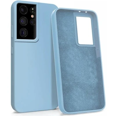 Immagine di MyGadget Custodia per Samsung Galaxy S21 Ultra Hardcase con Strato Microfibra &amp; Cover Silicone Resistente Protezione Antigraffio Antiurto Blu pallido