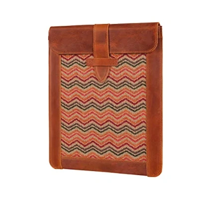 Immagine di LONDO iPad Pro 12.9 Case 2020 Custodia in vera pelle con tessuto per 2018 2020, compatibile tutti i tablet da 12&quot;, colore: Camel (OTTO478)