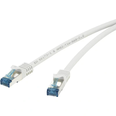 Immagine di Renkforce RF 4145280 RJ45 cavo di rete, patch CAT 6A S/FTP 0.50 m Grigio con protezione, Ritardante fiamma 1 pz.