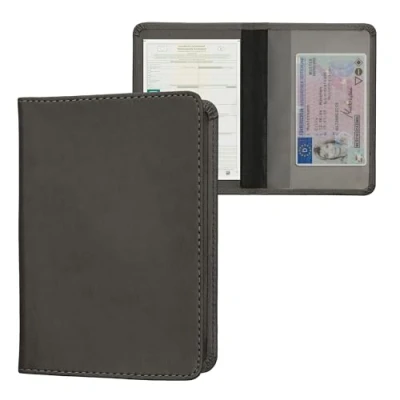 Immagine di kwmobile Custodia in Pelle PU per Libretto Circolazione Auto Cover Portalibretto con Scomparti Tessere Patente Foderina Porta Documenti Grigio Scuro