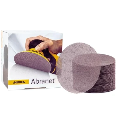 Immagine di Mirka Abranet rete dischi abrasivi Ø 150 mm a strappo / grana P240 50 pz per levigare legno, stucco, vernice, plastica 5424105025