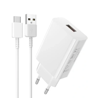 Immagine di Caricatore USB Ricarica Rapida,Caricabatterie 18W Quick Charge 3.0 Alimentatore Ricambio Type C con cavo da 2M per Samsung Galaxy S24/S23/S22/S21/S20/S10/S9/A13/A14/A33,Huawei, Xiaomi