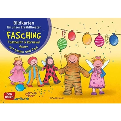 Immagine di Bildkarten für unser Erzähltheater. Fasching, Fastnacht &amp; Karneval feiern mit Emma und Paul: Kamishibai Bildkartenset. Entdecken. Erzählen. Begreifen
