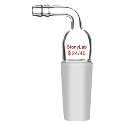 Immagine di stonylab Adattatore di Ingresso Piegato in Vetro con 24/40 Giunto Maschio e Raccordo Tubo da 9 mm, Glass Bent Inlet Adapter Vetreria Laboratorio (Confezione 1)