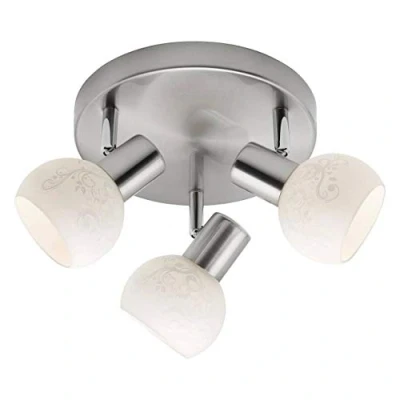 Immagine di BRILLIANT lampada Bona Spotrondell 3flg ferro/bianco 3x D45, E14, 40W, adatto per proiettori a caduta (non inclusi) Scala da ++ E Testa orientabile