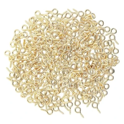 Immagine di EUPSIIU 500 Pezzi Ganci Avvitabili, Perni a Vite con Occhielli Filettati Vite, Occhio, Piccoli, Eyebolts per Resina Gioielli Fai Da Te Perlina Plastica (Oro)