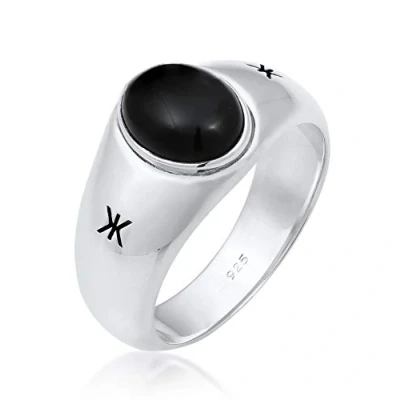 Immagine di Kuzzoi Anello da Uomo con Sigillo Ovale in onice Nero Massiccio, Larghezza 9 mm, Argento Sterling 925, Logo ossidato, Colore: Argento, cod. 0602932120_66
