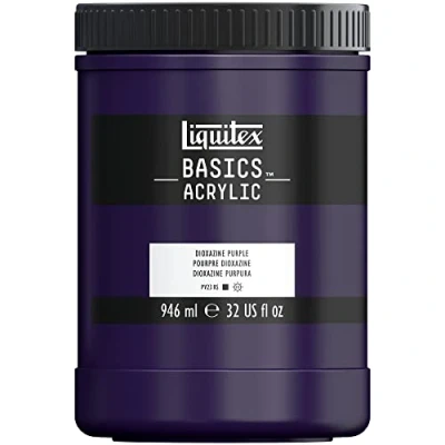 Immagine di Liquitex 8870365 Basics Pittura acrilica, Pigmenti per artisti monopigmentati, Resistente alla luce, durevole nel tempo, Finitura satinata, Vaso da 946 ml Viola Dioxazine
