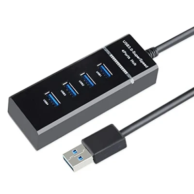 Immagine di SHANFEILU Hub splitter USB 3.0 Extender 4 porte dati 5 Gbps con cavo esteso da 11,8 &#039;&#039; e indicatore LED per PC, Mac, unità flash, HDD mobile, laptop, stampante