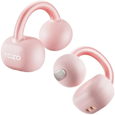 Immagine di TOZO OpenEarRing Cuffie Bluetooth, Auricolari Bluetooth 5.4 40 Ore ORIGX EQ Schermo LED Ultraleggero IPX5 Basso Consumo USB C Rosa