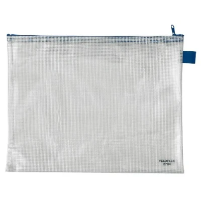 Immagine di VELOFLEX 2704000 busta con zip DIN A4, portadocumenti in PVC rinforzato tessuto, trasparente, 1 pezzo