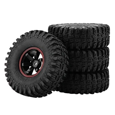 Immagine di Pneumatici per Ruote in Gomma Gomma,4 Pezzi 6 Fori Auto Accessori con mozzi Scala 1/10 Universal RC Crawler off Road Climbi