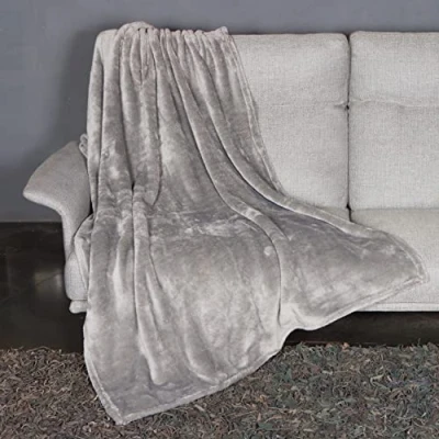 Immagine di Kanguru Soffice plaid divano in microfibra, morbido pile Fluffi Grigio, 130x170cm, Simpatico copriletto singolo, coperta per divano. Idea regalo Natale o Compleanno tutti