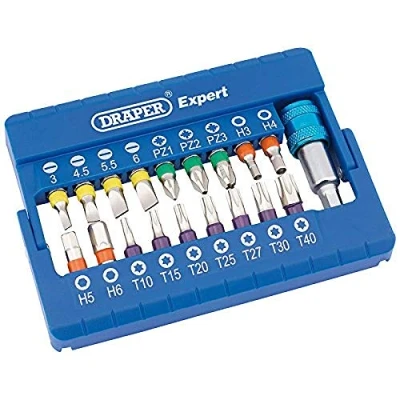 Immagine di Draper 82402 Set di punte per cacciavite colorate con supporto magnetico (19 pezzi)