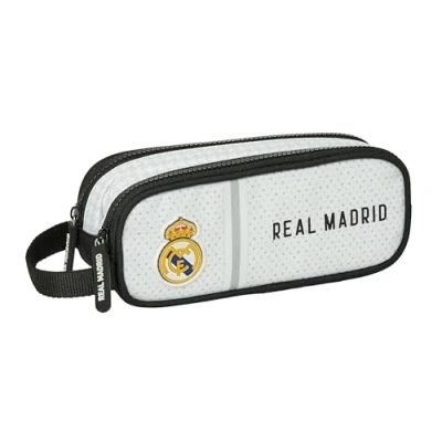 Immagine di Safta Real Madrid 1ª attrezzatura 24/25 astuccio doppio per bambini, ideale bambini in età scolastica, comodo e versatile, qualità resistenza, 21 x 6 8 cm, colore: