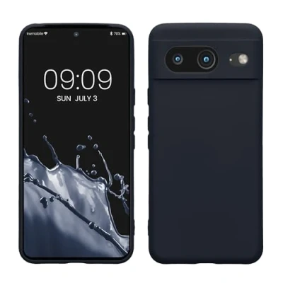 Immagine di kwmobile Custodia Compatibile con Google Pixel 8 Cover Back Case per Smartphone in Silicone TPU Protezione Gommata blu marino