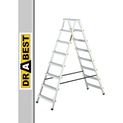 Immagine di DRABEST SCALETTE SERIE PRO 2x8 Step Scala Bifacciale in Alluminio per Uso Domestico 150kg Scaletta Scale Multiuso Pieghevole 53x179x16cm