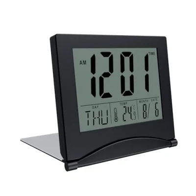 Immagine di MMOBIEL Orologio Digitale LCD da viaggio pieghevole Sveglia Comodino con Indicazione Della Temperatura e Data Nero