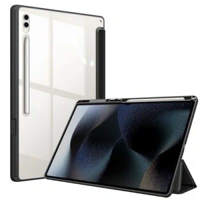 Immagine di FINTIE Custodia per Samsung Galaxy Tab S8 Ultra 14.6&quot; 2022 SM X900/X906 [Conservazione di Stylus] Antiurto Case Posteriore Trasparente Cover con Auto Sveglia/Sonno, Nero