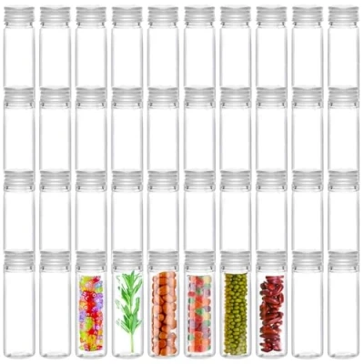 Immagine di Tkxjry 40 Pezzi Bottiglia Di Vetro Trasparenti, Provette Con Tappo, Trasparente, Tappo A Vite Provetta 20ml Provette, Portafiori, Per Laboratori Scienza Fiori Perle