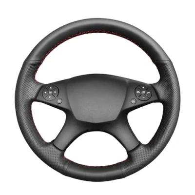 Immagine di MEWANT Coprivolante auto per Mercedes Benz W204 Classe C C280 C230 C180 C260 C200 C300 Cucito a mano in pelle artificiale