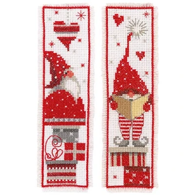 Immagine di Vervaco Lesezeichen Wichtel, 2er Set, Zählmuster Confezione per Schema numerato, Cotone, Multicolore, 6.0 x 20.0 0,3 cm, 2 unità