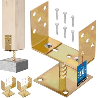 Immagine di KOTARBAU® Set di 2 supporti a U da avvitare, 0 160 mm, per pali in legno zincato, piedini sostegno terra, supporto regolabile altezza, larghezza