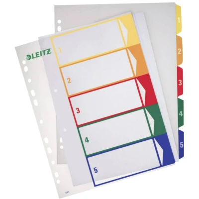 Immagine di Leitz 12910000 Divisore DIN A4, Fuori misura 1 5 Polipropilene Multicolore schede etichettabile con PC