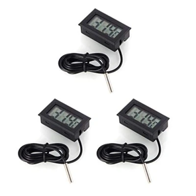 Immagine di WINGONEER 3Pcs Termometro Digitale LCD Monitor di Temperatura con sonda Esterna per Piccolo Freezer Frigorifero Aquarium Nero
