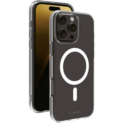 Immagine di Vivanco MAG STEADY Backcover per cellulare Apple iPhone 16 Pro Max Trasparente Carica induttiva, Anti sabbia, Resistente agli spruzzi dacqua, polvere