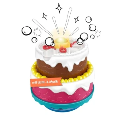 Immagine di alldoro 60612 Bubble Fun Party Cake con macchina per bolle, luce, suono di buon compleanno commutabile, liquido