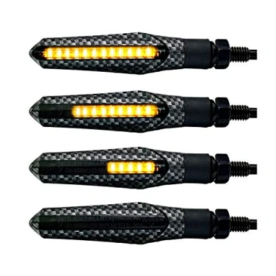 Immagine di Simda Pro Indicatori LED Dinamici per Moto Carbon Omologati E Mark con Effetto Scorrimento Design Universale Nero Quad ATV Alta Luminosità Normativa IP67 Impermeabile
