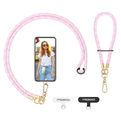 Immagine di MoKo Cordino per Telefono, Regolabile Cellulare, Universale a Tracolla e Cinturino da Polso, x 1, Polso Toppa 2, Rosa