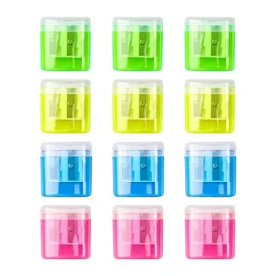 Immagine di RUCUDIM 12 temperamatite, temperamatite con contenitore, piccolo manuale, coperchio e colorato per bambini, studenti, forniture ufficio