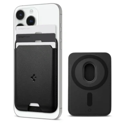 Immagine di Spigen Valentinus Magfit Portafoglio (3 carte) MagSafe Wallet Magnetico Portacarte Compatibile con iPhone 16/15/14/13/12 Modelle, Accessori Nero