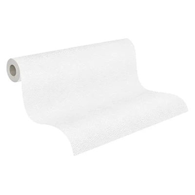 Immagine di A.S. Création Carta da parati in tessuto non tinta unita 307271 gesso bianco granulare parete monocolore per stanze diverse, 10,05 m x 0,53