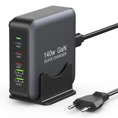 Immagine di 140W Caricatore USB C 65W alimentatore GaN di rete PD 3.1 compatibile con MacBook Pro/Air, Dell XPS, iPad Surface Book, Chromebook, Pixelbook, Matebook, Galaxy 24, iPhone 15