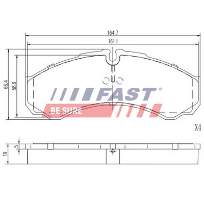 Immagine di FAST FT29121HD Kit pastiglie freno Assale posteriore Predisposto per contatto segnalazione usura IVECO: DAILY 4, 6 Pritsche/Fahrgestell, 3
