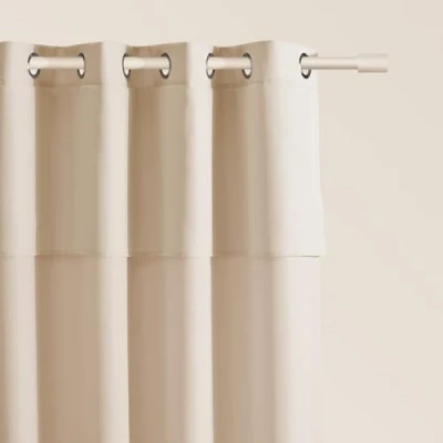 Immagine di ROOM99 Mia Tenda con occhielli argentati, 140 x 280 cm, larghezza altezza, semitrasparente, per soggiorno, camera da letto, colore: Crema