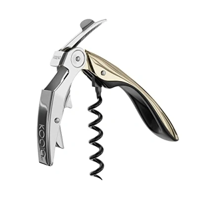 Immagine di koala Sacacorchos High Tech Cavatappi a Due Tempi, Acciaio Inossidabile Plastica Teflon, Cromato Oro