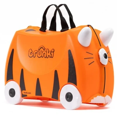 Immagine di Trunki Valigia Cavalcabile per Bambini Trolley Bagaglio a Mano Tipu Tigre (Arancia)