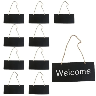 Immagine di Ncheli 10 PCS Mini Lavagna,Rettangolo Lavagna Legno Handmade Etichette Rettangolari Cancellabile Lavagnette Segnaposto Matrimonio, Feste e Decorazioni