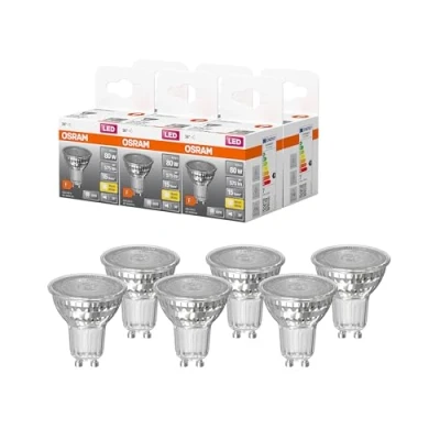 Immagine di OSRAM Spot PAR16 Lampadine LED, 6.9 W Equivalenti 80 W, Attacco GU10, Luce Calda 2700K, Confezione da 6 Pezzi