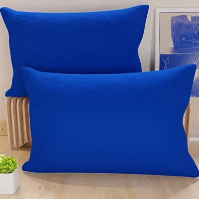 Immagine di PETTI Artigiani Italiani Coppia di Federe Cuscino 80x40 cm in Microfibra, Cuscini Arredo Camera da Letto, Divano, Set 2 Fodere Copricuscino, Federa Tinta Unita Blu, 100% Made Italy