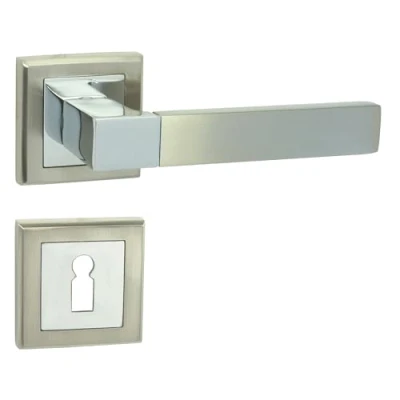 Immagine di domino REAL QR Set di maniglie per porta, con rosette quadrate BB Maniglia porta della stanza, dell&#039;ufficio, cantina e interna, accessori porte in acciaio inox