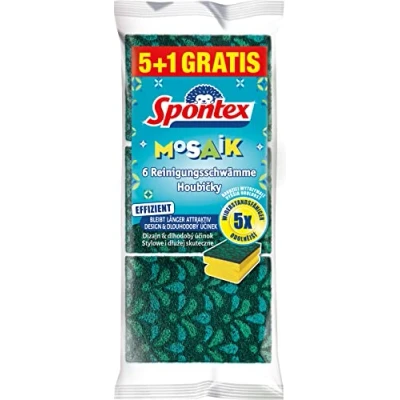Immagine di Spontex Spugna per la pulizia a mosaico, con tecnologia anti pelucchi e pratica impugnatura, colore non selezionabile, confezione da 6