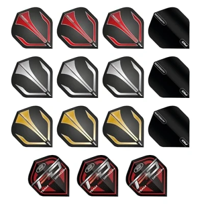Immagine di RED DRAGON Hardcore Assorted Pacchetto di Selezione Voli Dardo Standard Spessore Extra 5 Set per Confezione (15 Dart in Totale)